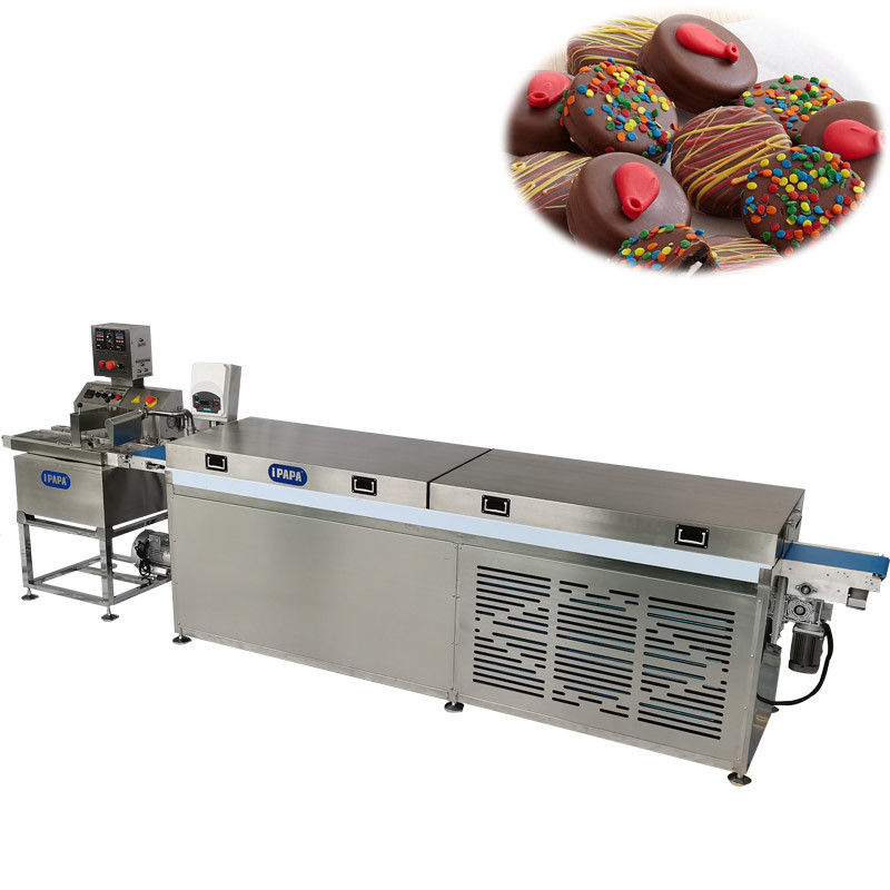 Coconut Bar Chocolate Coating Machine / Chocolate Enrober Machine For Cakes