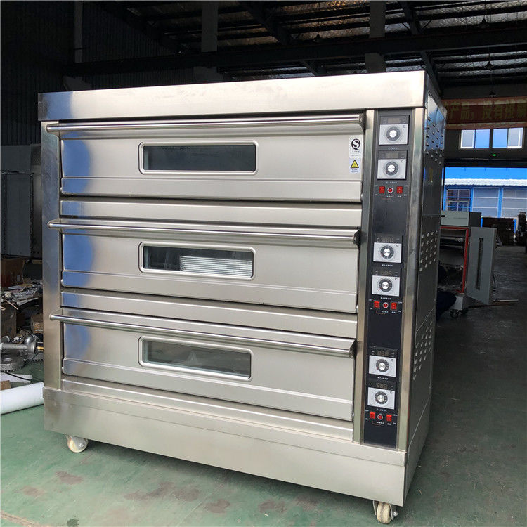 Roti Mini Commercial Baking Oven 3 Deck 9 Tray Gas Oven Pizza Bread Baking