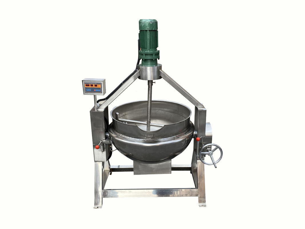Stainless Steel Food Grade Tilting Syrup Cooker Gas Heating Jacketed Steam Candy Kettle With Mixer